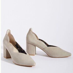 NEW Seychelles Cascade Gray Suede Scalloped Point Toe Pumps‎ Heels Womens…
